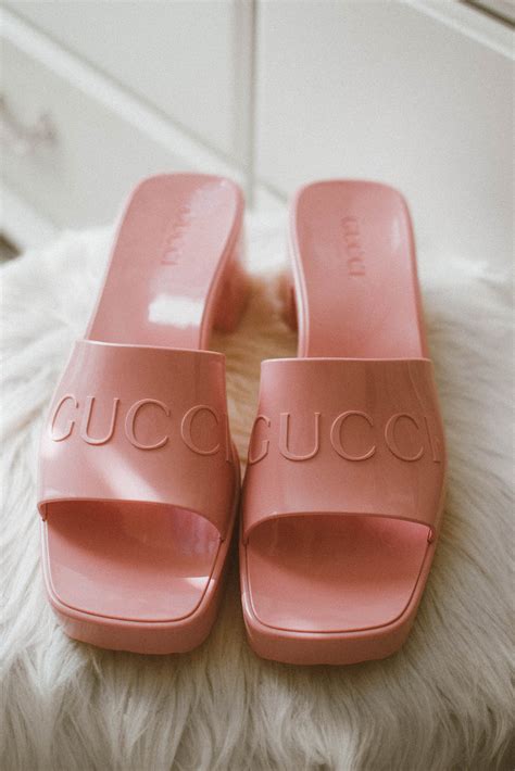 gucci womens rubber slide sandal|Gucci rubber slide sandals outfit.